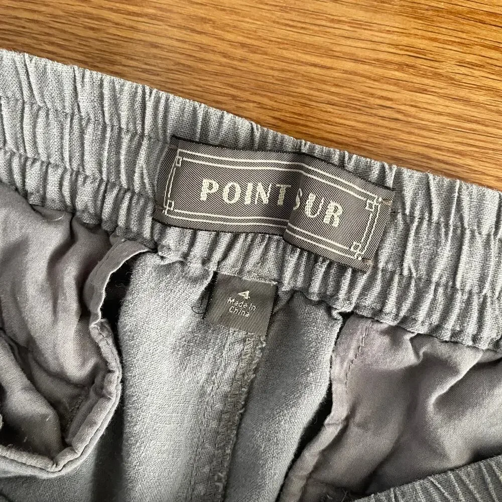 J. Crew Point Sur Seaside Pant 4 Gray Linen Blend High Rise Jogger Casual Crop
